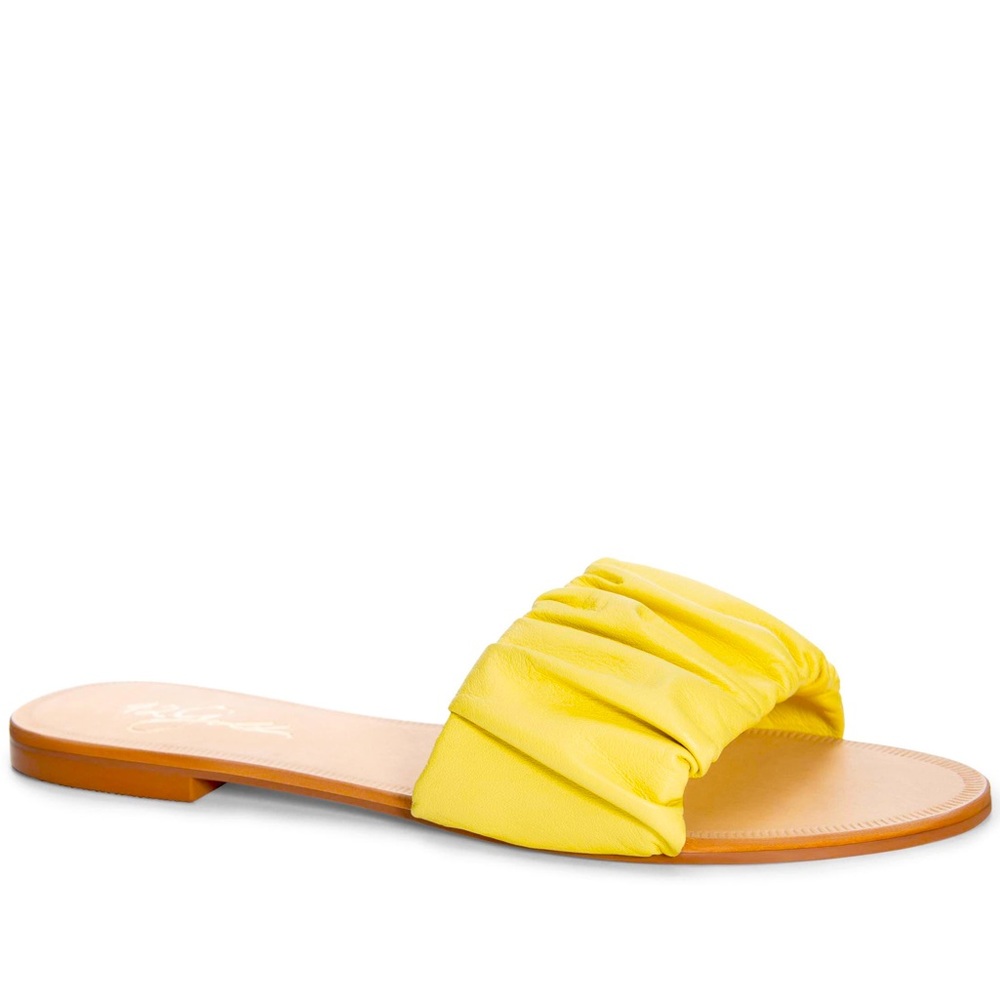 NIB yellow flat sandals 42 Gold size 8
